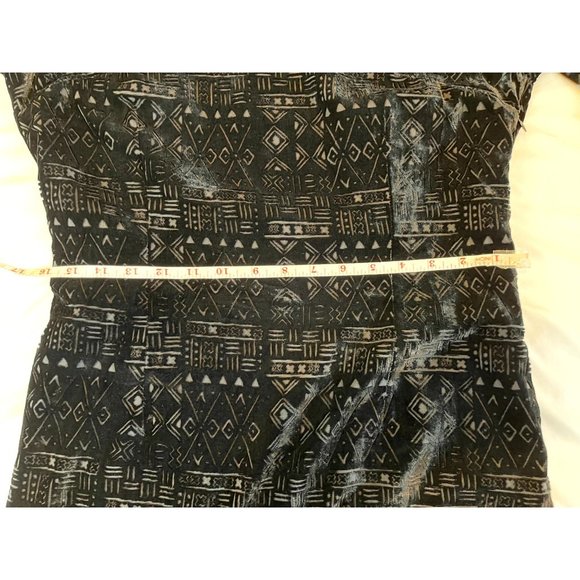 DOLCE VITA Women Reef Aztec Velvet Blouson Dress Back Hole Short Sleeve Black L - Picture 6 of 9
